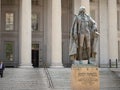 Statue of Albert Gallatin at the Treasury Building in Washington Royalty Free Stock Photo